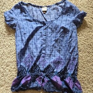 Sonoma Blue and Purple Patterned Blouse